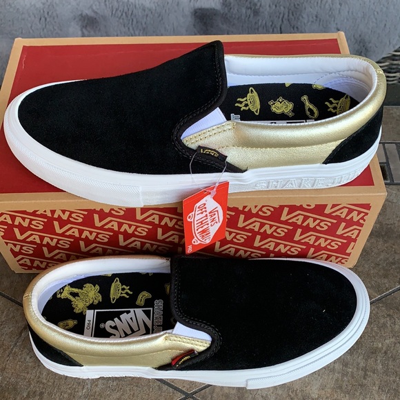 VANS SLIP ON PRO SHAKE JUNT BLACK/GOLD MENS - Picture 6 of 16